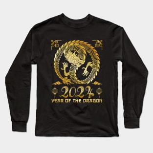 Golden Lunar Year Of The Dragon 2024 Long Sleeve T-Shirt